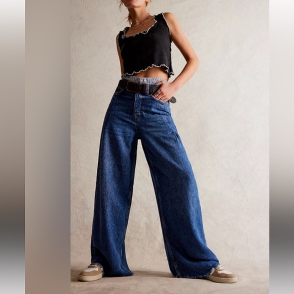 Free People Denim - Free People Blue Wide-Leg Jeans